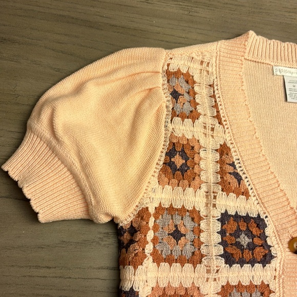 Design History Crochet Geometric Short-Sleeve Cardigan Granny-square size M - Picture 4 of 9